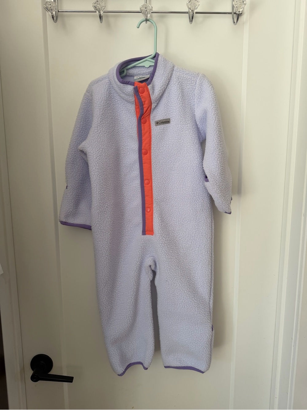 NWOT 18M Columbia Kids Lavender Fleece One-Piece with Coral Trim